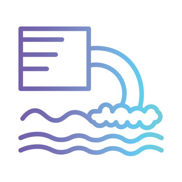 Water Pollution Drain Gradient Line Icon