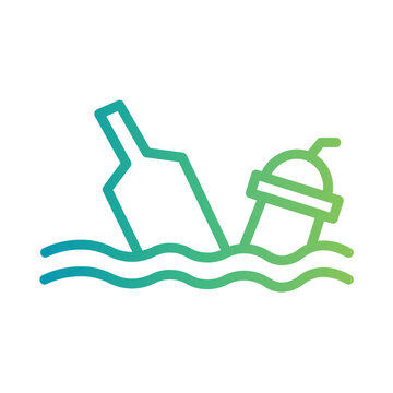 Water Pollution Dump Gradient Line Icon
