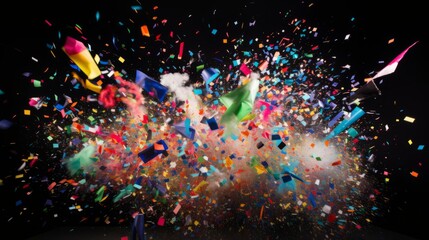 A colorful confetti cannon creating an explosion of joy - obrazy, fototapety, plakaty