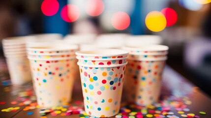 Fototapeta na wymiar Close-up of confetti in a festive party cup