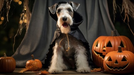 Wirehaired Pointing Griffon dressed up for halloween
