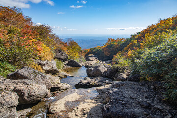 View of Mount Kurikoma with Autumn leaves, Miyagi, Japan