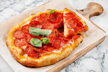tasty pizza on the board