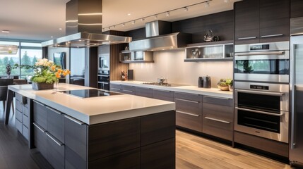 A sleek, modern kitchen with high-tech appliances