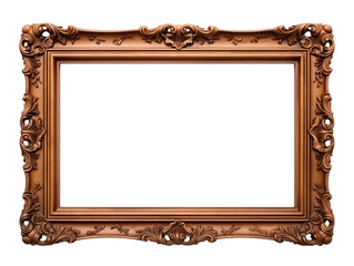 Carved wooden picture frame on isolated  background. Image display concept