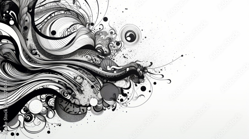 Poster a timeless monochrome abstract with intricate patterns