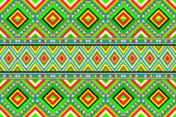 Traditional ethnic fabric pattern, seamless pattern design for textiles, rugs, wallpaper, clothing, sarong, scarf, batik, wrap, embroidery, print, background, vector illustration. thai fabric