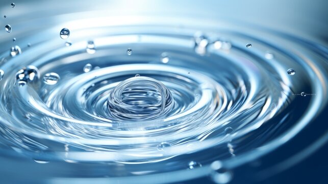 Hyperzoom of a raindrop creating ripples on water