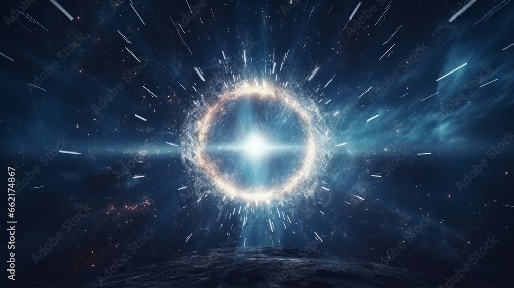 Poster surreal hyper zoom portal with celestial phenomena
