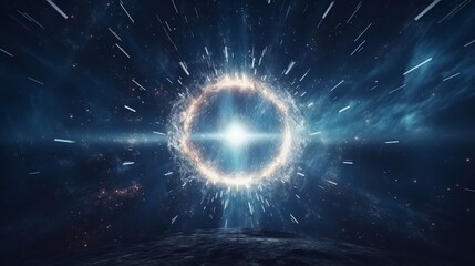 Surreal hyper zoom portal with celestial phenomena
