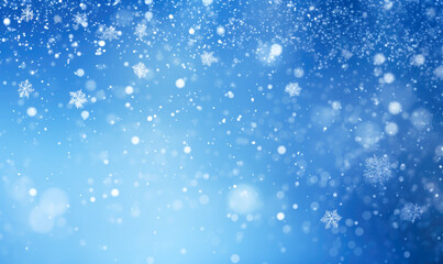 Fototapeta premium Snowflakes gently descending against a backdrop of the nighttime sky, creating a white canvas.