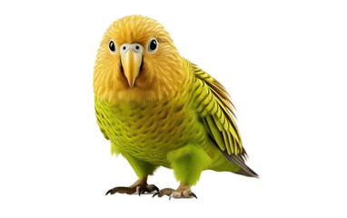 Standing Colorful Kakapo Bird 3D Cartoon Render Isolated on Transparent Background PNG.