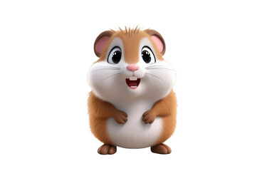 Portrait Cute Lemming 3D Cartoon Render Isolated on Transparent Background PNG.