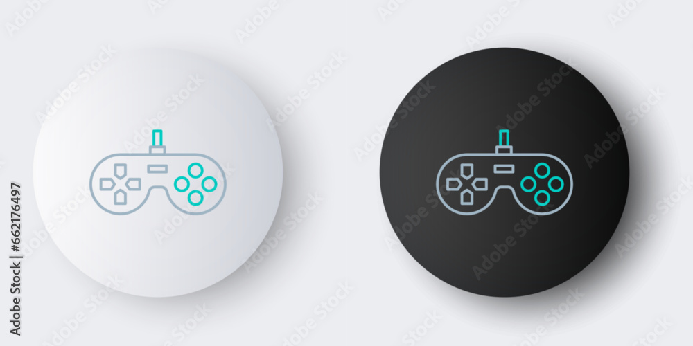 Poster line gamepad icon isolated on grey background. game controller. colorful outline concept. vector