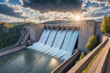 Foto op Canvas Riverside beauty: hydroelectric power station © VITALII
