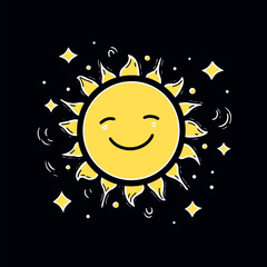 Sun hand-drawn comic illustration. Sun. Vector doodle style cartoon illustration