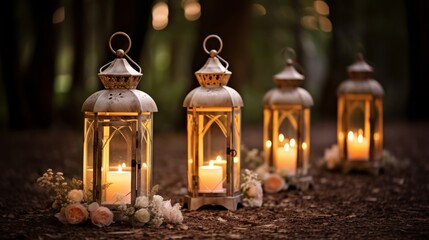 Wedding decor with vintage lanterns