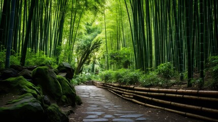 A bamboo forest with a sense of tranquility - obrazy, fototapety, plakaty