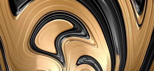 Glowing luxury liquid texture in gold and black. Color flowing, mix background