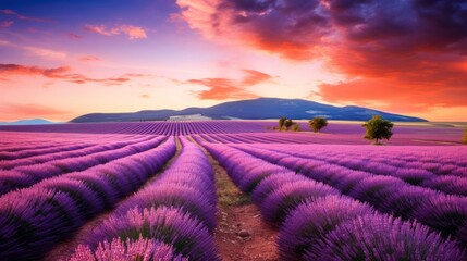 A road surrounded by fields of vibrant lavender