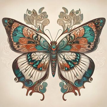 Cartoon butterfly images for t-shirts or stickers. Ai generated.