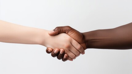 A close-up of diverse hands reaching out for a handshake