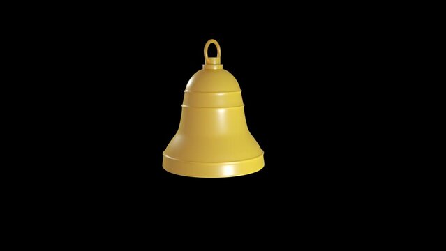 Christmas bell 3D ring with alpha channel. 3D rendering.Transparent background