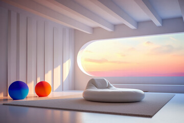 Moderne mimalistische Innenarchitektur, Generative AI