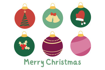 Christmas ornaments, illustration for deco greeting, invitation and card
