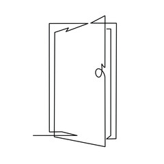Vector continuous one line door illustration