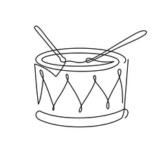 Vector continuous one line drum with sticks illustration