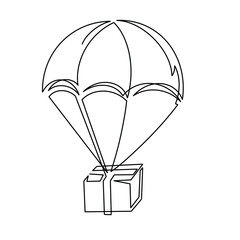 Vector continuous one line balloon in sky illustration