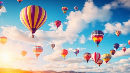 Obraz premium A field of colorful hot air balloons soaring with optimism