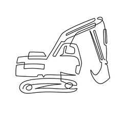 Vector continuous one line excavator illustration