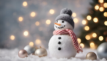 Obraz premium Festive Snowman Delight: Christmas, Seasonal, and New Year Imagery Design