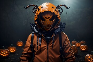 halloween pumpkin with a skull