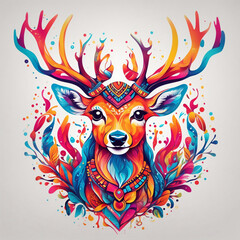 colorful deer head  illustration