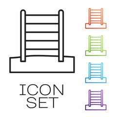 Black line Wooden Swedish wall icon isolated on white background. Swedish stairs. Set icons colorful. Vector