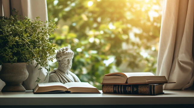 A philosopher's reading nook, philosophy, blurred background
