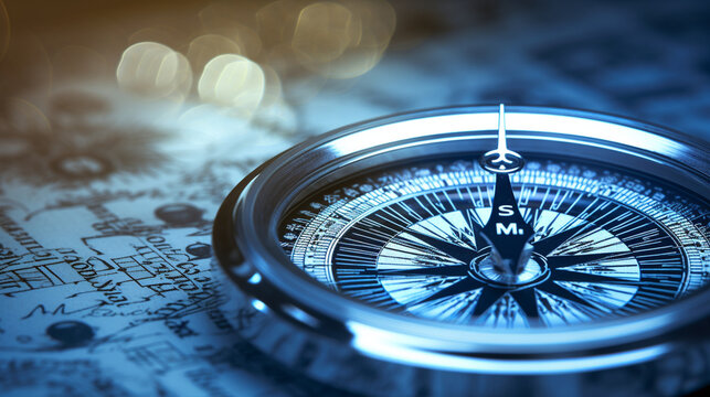 Ethical dilemmas and moral compass, philosophy, blurred background