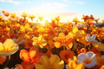 Obraz premium Colorful natural spring landscape with with flowers, soft selective focus