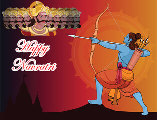 Lord Rama killing Ravana in the Dussehra Navratri festival - obrazy, fototapety, plakaty
