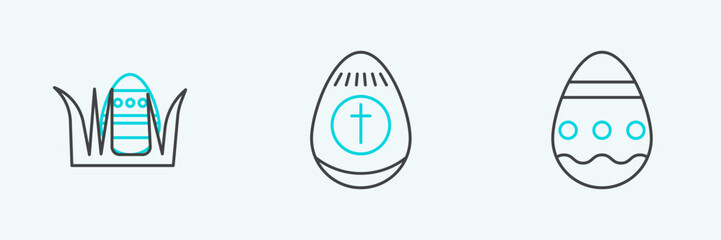 Set line Easter egg, and icon. Vector