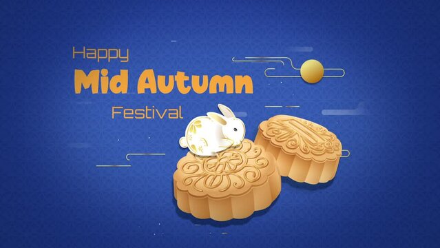 Concept mid autumn festival. Mooncakes. Rabbit. Bunny. Background animation