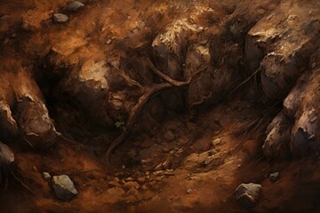 The soil's hidden treasure, oil, carries a gritty, authentic texture.