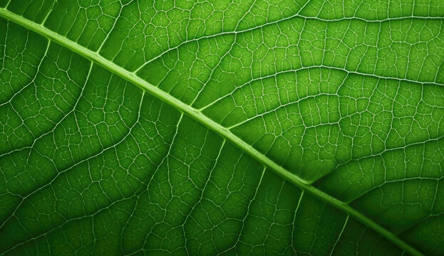 Abstract close-up macro image of green organic leaf