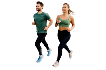 Friends active lifestyle time for sports. Active leg exercises in fitness clothes. Body Warm-up Two athletic people train a male instructor and a female client.   Transparent background.