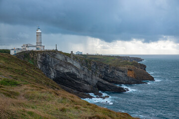 Fototapeta na wymiar The Lighthouse on Cabo Mayor outside Santander on the atlantic coast of Spain