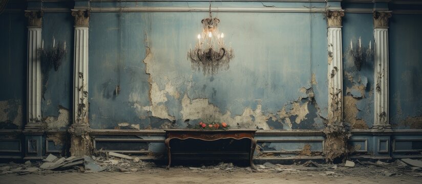 Old haunted manor with ancient architecture and interiors With copyspace for text