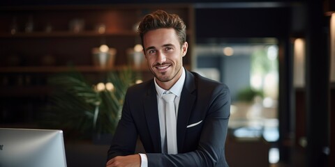Fototapeta premium Professional Workforce: Stock Images of Call Center, Reception, and Corporate Workers